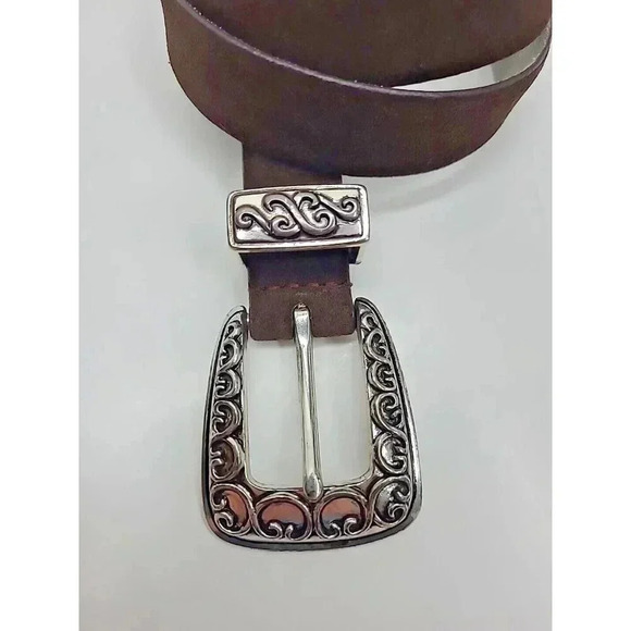 Vintage Brown Suede Leather Belt Women's M Y2K 90's Vibe - Picture 2 of 6